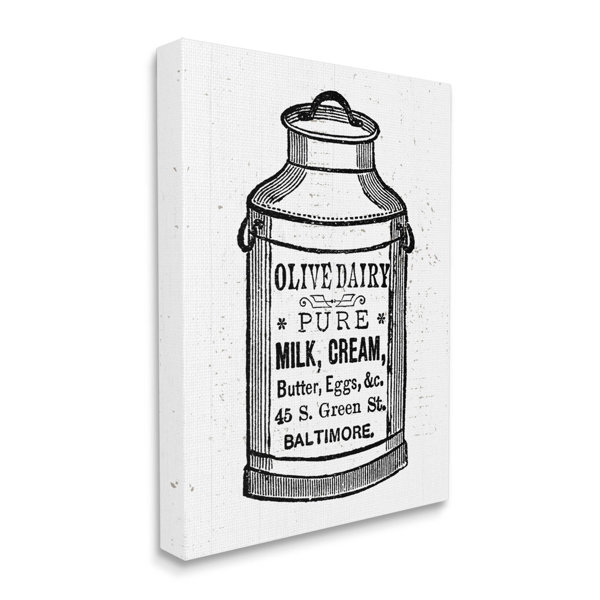 Stupell Industries Olive Dairy Vintage Milk Can Canvas Wall Art By Lil